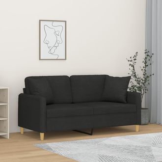 vidaXL Vidaxl - Divano A 2 Posti Con Cuscini Nero 140 Cm In Tessuto