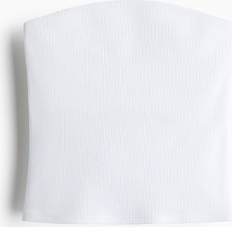 H&M Geripptes Tubetop - White