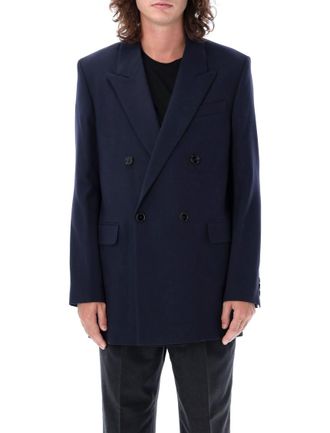 Ami Navy Blue Peaked Lapel Blazer