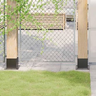 Berkfield Home Post Bases Square 12 pcs Anthracite 141x141 mm Powder-coated Steel