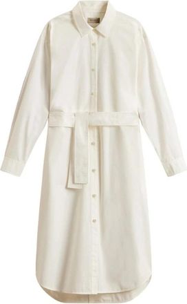 Woolrich Witte Katoenen Overhemdjurk - Dames - Shirt Kleedjes - Wit - L - Katoen - Kleedjes