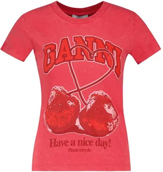 Ganni Womens Future Baby T-Shirt Red Cotton