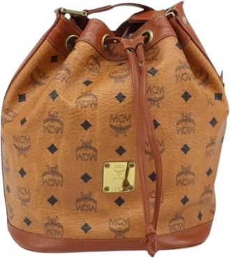 MCM Pre-owned Bucket Bags, female, Brown, Size: ONE SIZE Pre-owned Visetos shoulder bag