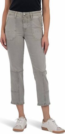Kut from the Kloth Reese High Rise Straight Pork Chop Pocket Jeans In Army Green