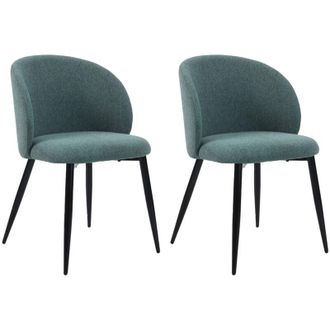 Mobili Rebecca Sedie Mobili Rebecca Festuca 81x54x56 Tessuto Polilino Metallo Verde Acqua Nero Moderno set 2 pezzi Parzialmente Montato