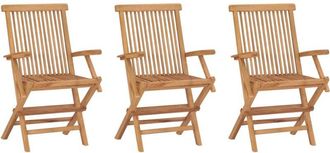 vidaXL Folding Garden Chairs 3 pcs Solid Teak Wood Vidaxl