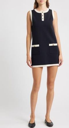 Frame Denim The Mixed Denim Trim Knit Minidress in Indigo at Nordstrom Rack, Size X-Large