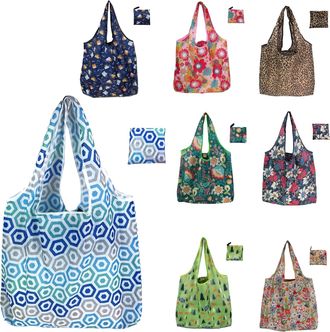 Generic Foldable Reusable Shopping Bags 8Pack Christmas Gifts, Stylish Foldable Shopping Totes With Handles, Practical Use Ideal For Storage, Travel & Beach f