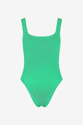 Hunza G Einteiliger Badeanzug aus Seersucker Square Neck Swim
