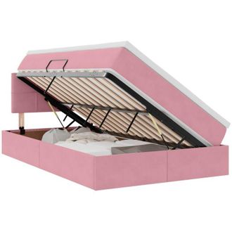 vidaXL Bed with Mattress with LED Pink 120 x 200 cm Velvet vidaXL