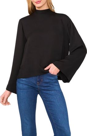 Ted Baker Flowy Long Sleeve Georgette Top in Rich Black at Nordstrom, Size X-Large