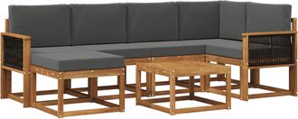 vidaXL Conjunto De Sof&aacute;s De Exterior 7 Uds. Natural Y Antracita Vidaxl