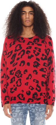 Cult of Individuality Crew Neck Sweater In Cheetah