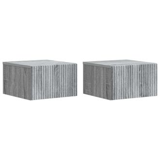 vidaXL Mesita De Noche De Pared 2 Pcs Gris Sonoma 33 X 34,5 X 20 Cm Vidaxl