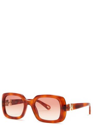 Chlo&eacute; Marcie Square-frame Sunglasses - Brown Havana - One Size