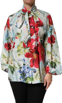 Dolce & Gabbana Womens Multicolor Floral Long Sleeves Blouse Top