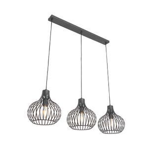 QAZQA Moderno L&aacute;mpara Colgante Moderna Negra 3 Luces - Saffira Aluminio Redonda Adecuado Para Led Max. 3 X 60 Watt - Qazqa