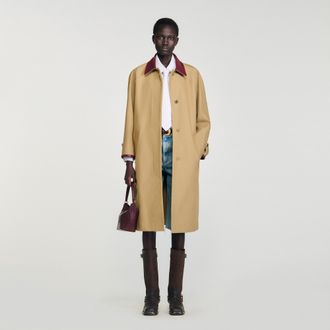 Sandro Trench coat with leather collar