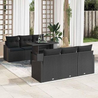 vidaXL Conjunto De Sof&aacute; De Jard&iacute;n 7 Pcs Negro 100 X 55 X 73 Cm Vidaxl