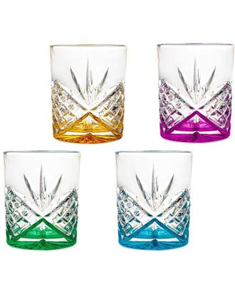 Godinger Dublin Crystal Rainbow Double Old Fashion Glasses (Set Of 4)