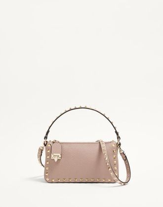 Valentino Garavani Small Rockstud Grainy Calfskin Crossbody Bag Wo