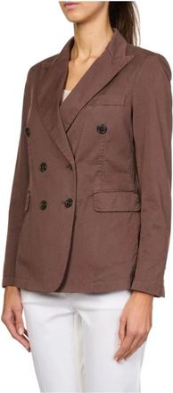 Kiltie Bruine Blazer Jas Katoen Tencell - Dames - Blazers - Bruin - XS - Katoen - Jassen