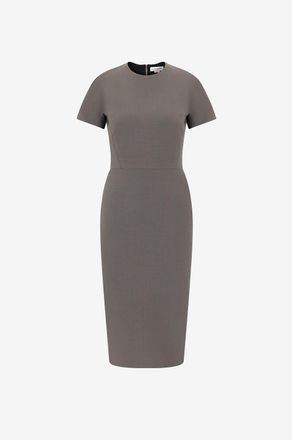 Victoria Beckham Etuikleid aus doppeltem Wollcr&ecirc;pe Fitted T-Shirt