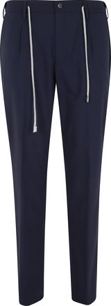 Eleventy Blue Drawstring-Band Wool Jogger Pants