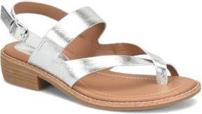 S&ouml;fft Nessie Toe Loop Slingback Sandal in Silver at Nordstrom Rack, Size 8.5