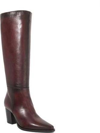 Dune London Ladies TENNA Leather Block Heel Knee High Boots Size UK 8 Block Heel