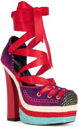 Azalea Wang Fonteyn Ankle Wrap Platform Sandal in Red Multi at Nordstrom, Size 6.5