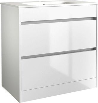 Urban Bathroom 2-Drawer Floor Standing Vanity Unit With Basin 800mm Wide - White - (urban) - (brassware Not Included)
