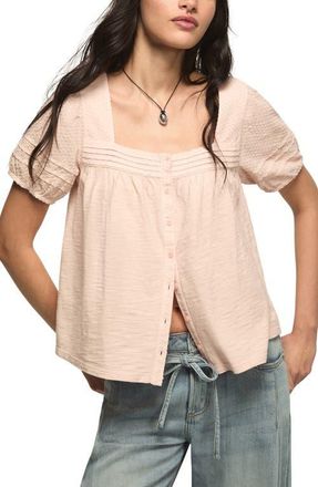 Lucky Brand Clip Dot Pintuck Top in Sepia Rose at Nordstrom, Size X-Large