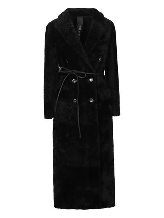 BLANCHA double-breasted belted coat - Black