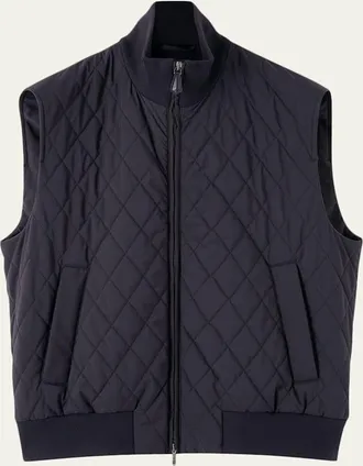 Loro Piana Mens Nylon Quilted Full-Zip Vest