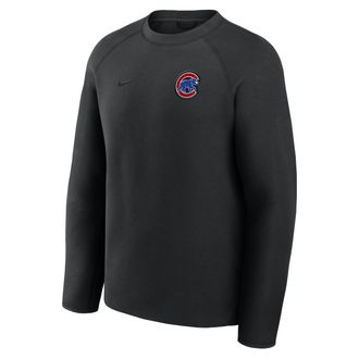 Nike Chicago Cubs Tech Fleece Nike Mens MLB Pullover Crew in Black | 05L6912ZEJ-6DU