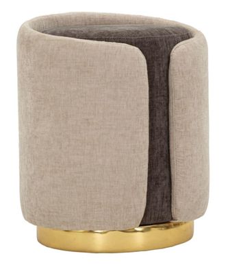Mauro Ferretti Puf estilo glamuroso bicolor beige con base dorada, &oslash; 40x50 cm