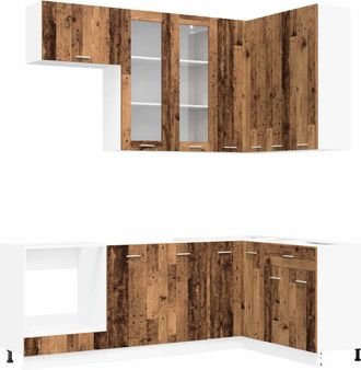 vidaXL Unidad De Cocina Lyon 8 Uds. Madera Envejecida Vidaxl