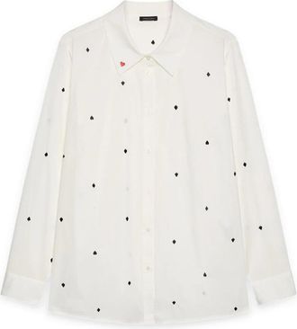 Fiorella Rubino Stretch Cotton Shirt met All-Over Borduurwerk - Dames - Overhemden - Wit - 6XL - Katoen - Overhemden