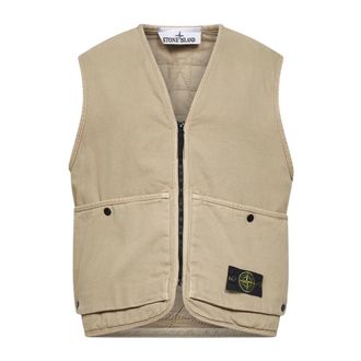 Stone Island Jassen - Heren - Bodywarmers - Beige - L - Katoen - Jassen