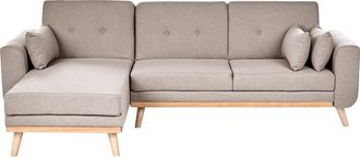 Beliani Sof&aacute; Esquinero Tapizado En Forma De L Asiento Acolchado Derecho De Tela Beige Kaarina
