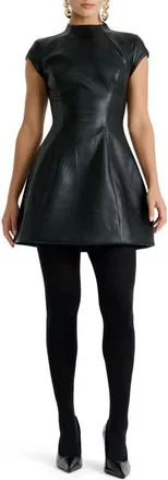 Bardot Delphi Faux Leather Minidress in Black at Nordstrom, Size 12