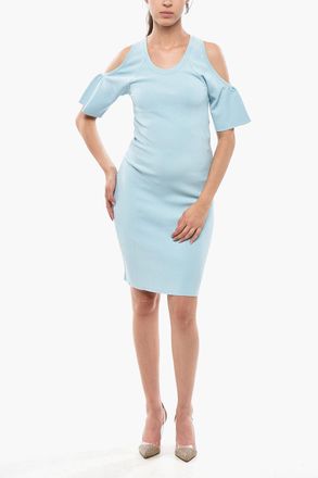 Stella McCartney Fitted Cold-Shoulder Dress in Solid Color Stella McCartney