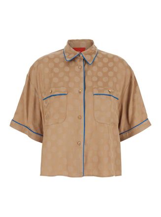 Merci Brown Jacket With Contrasting Trim And All-Over Polka Dot Motif In Viscose Blend Woman