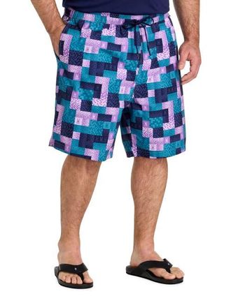 Psycho Bunny Big & Tall Olivier All Over Bunny Swim Trunks in Mallard Blue at Nordstrom, Size 1X Big