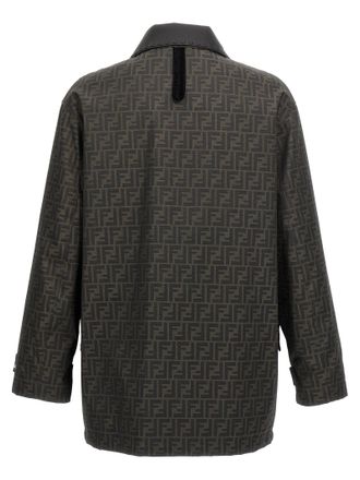 Fendi Logo-Jacquard Waxed Jacket - Brown