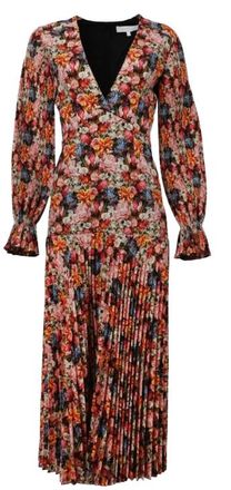 Borgo De Nor Red Floral Alexis Midi Dress Size M