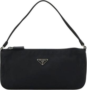 Prada Pre-owned Shoulder Bags, female, Black, Size: ONE SIZE Pre-owned Nylon Handbag Mv633