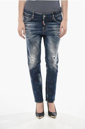 Dsquared2 Jeans COOL GIRL in Denim Stretch Effetto Vintage 15cm taglia 42
