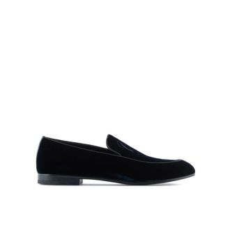 Giorgio Armani Loafers, male, Blue, Size: 8 US Velvet loafers with embroidered logo